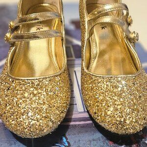 Girls gold sparkly dress shoes